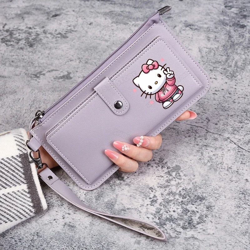 Hello Kitty Kuromi Women Wallets PU Leather Female Purse Multi-Cards Holder Coin Foldable Wallet Zipper Billfold Hipster Credit