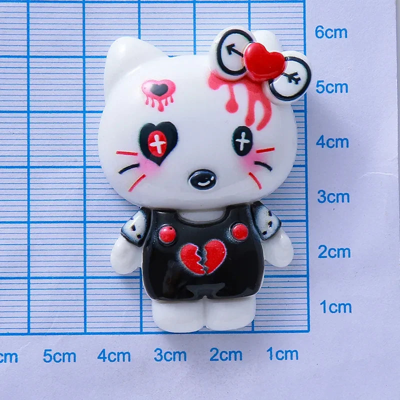 2pcs Glossy Cartoon Large Hello Kitty Resin Flatback Cabochons for DIY Jewelry Making Sanrio Kt Hair Accessories Clip Material