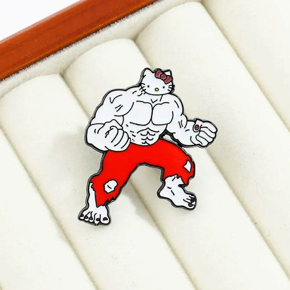 Kuromi brooch cute cartoon muscle my melody and hello kitty bodybuilding king kong barbie kawaii jewelry