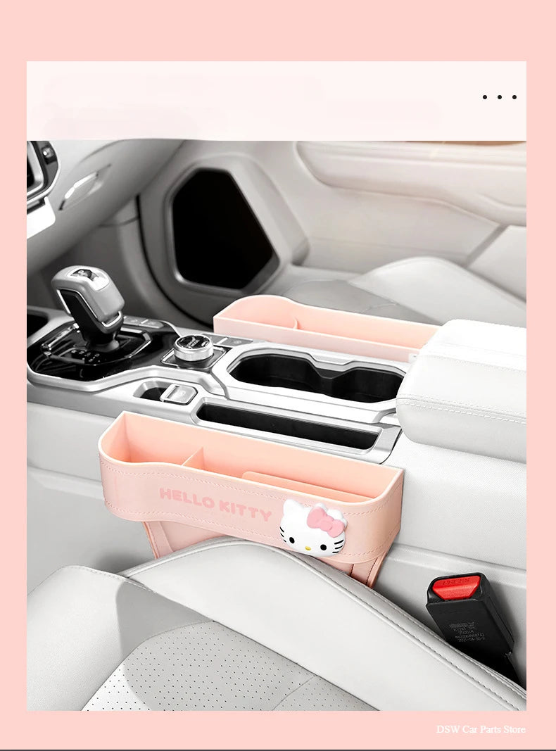 Hello Kitty Car Crevice Storage Box Multifunctional Cartoon Car Seat Clip Organizer Kawaii Sanrio Seat Gap Filler Organizer