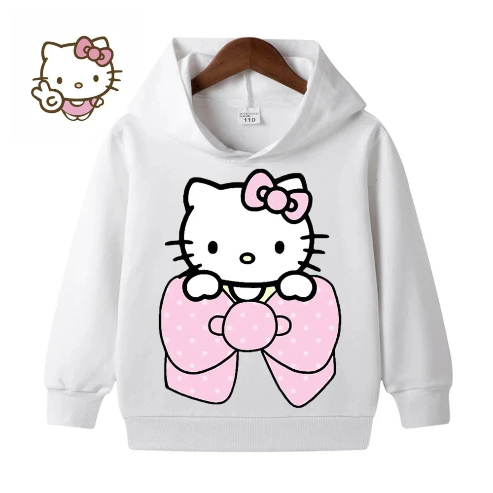 Kawaii Hello Kitty Hoodie Kids Clothes Girls Clothing Fashion Baby Boys Clothes Autumn Warm Sweatshirt Children Tops