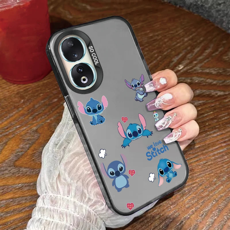 For Honor 90 Phone Case Lilo Stitch Big Eye Cute Cartoon Lovely Cover Matte Laser Coque For Honor 90 Fundas Honor90 Bumper