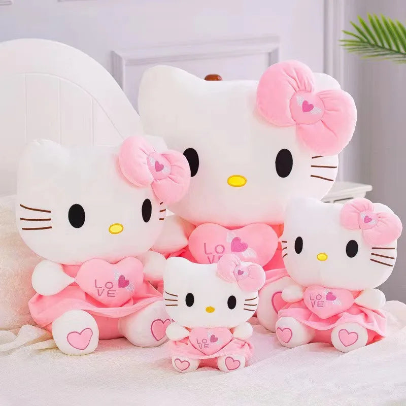 24-55cm Hello Kitty Cat Plush Toys Cartoon KT Cat Plushie Doll Soft Stuffed Anime Pillow Birthday Gifts For Kids Girls