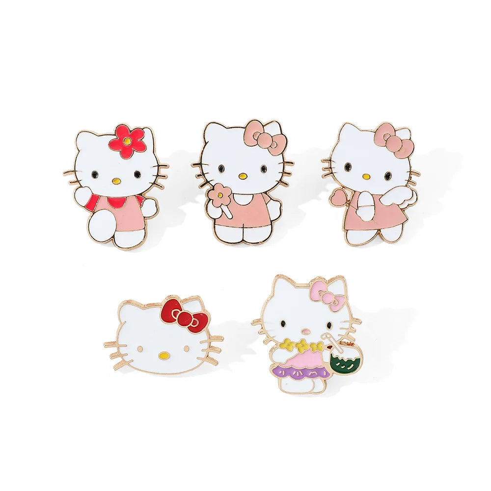 Hello Kitty Cute Kit Cat Lapel Pins for Backpacks Brooches for Women Enamel Pin Gift Fashion Jewelry Accessories