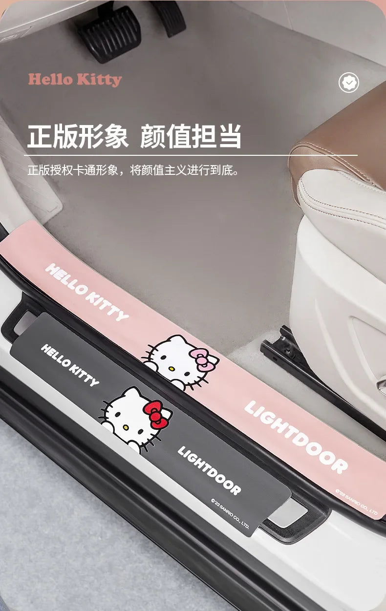 Kawaii Sanrio Car Door Sill Protection Strip Anti-Pedal Wear-Resistant Pu Cartoon Hello Kitty Cute Car Decoration Accessories