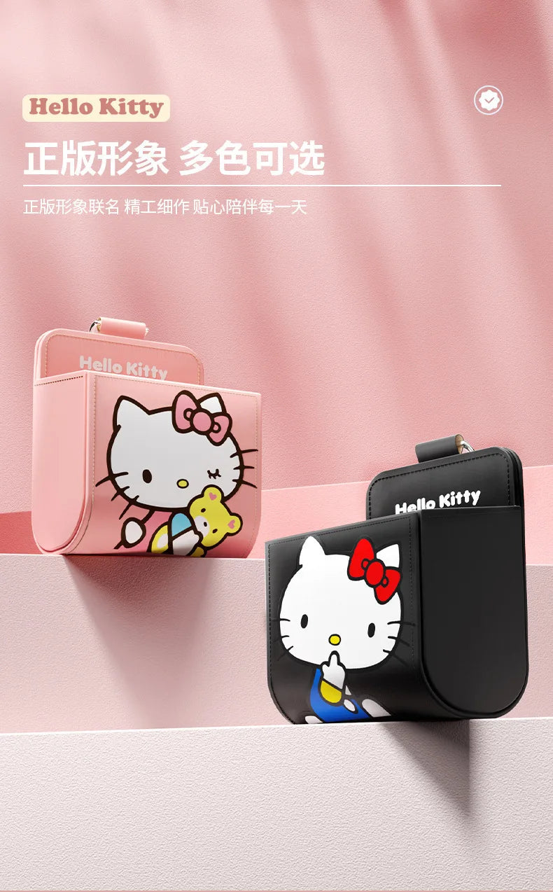 Kawaii KT Cat Car Air Outlet Storage Bag Hello Kitty Storage Box Multifunctional Auto Organizer Box Car Decor Accessories