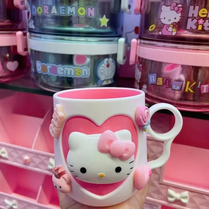 Hello kitty New Cartoon Kawaii Couple Mouthwash Cup Cartoon Sanrio Creative Girly Heart Children's Home Brushing Mouthwash Cup