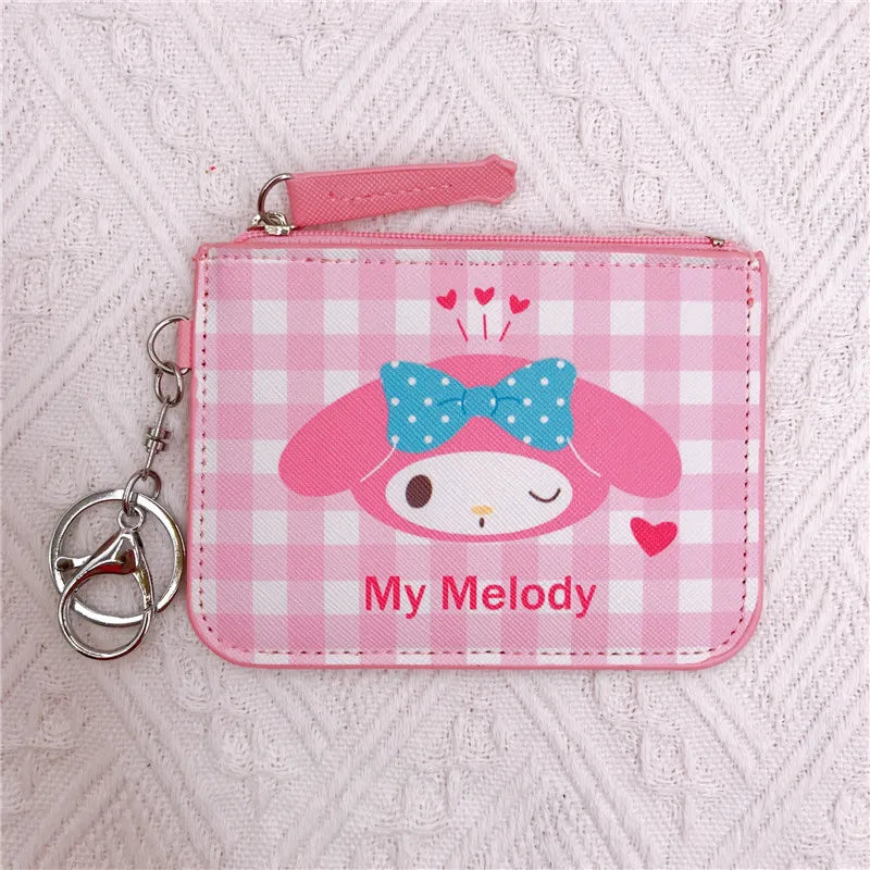 Kawaii Hello Kitty Wallet Melody Kuromi Cinnamoroll Coin Purse Women Anime Children Pu Card Holder Girls Christmas Gifts