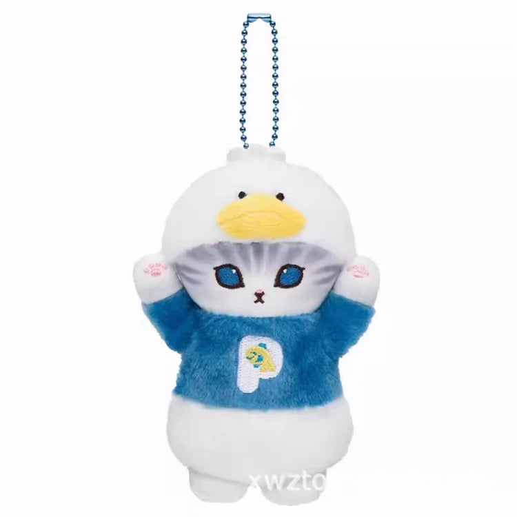 Kawaii Plush Keychain Pendant Cartoon Mofus and Shark Cat Cross-Dressing Hello Kitty Kuromi doll stuff Backpack Decor Toys