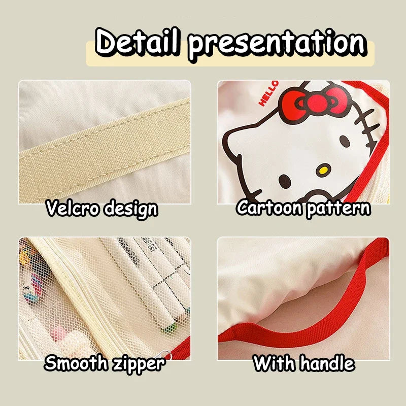 Sanrio Folding Makeup Bag Hello Kitty Large Capacity Cartoon Pencil Case Cute Travel Kuromi Portable Cosmetics Brush Storage Bag