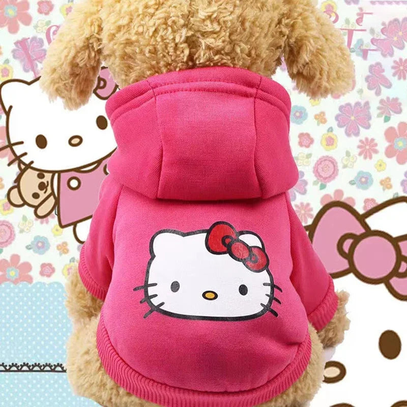 Hello Kitty Dog Clothes Coat Cartoon Anime Pet Jacket Hoodie Cute Sweatshirt Hooded Autumn Winter Soft Warm Clothing Gift