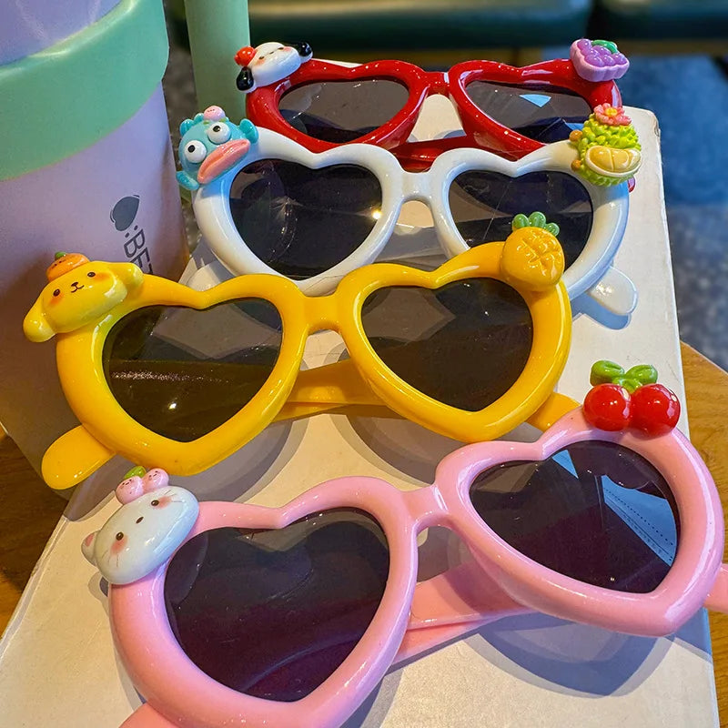 Hello Kitty Cinnamoroll Sunglasses Kawaii Hello Kitty Prop Glasses Cute Cartoon Heart Princess Sunglasses Children's Gift