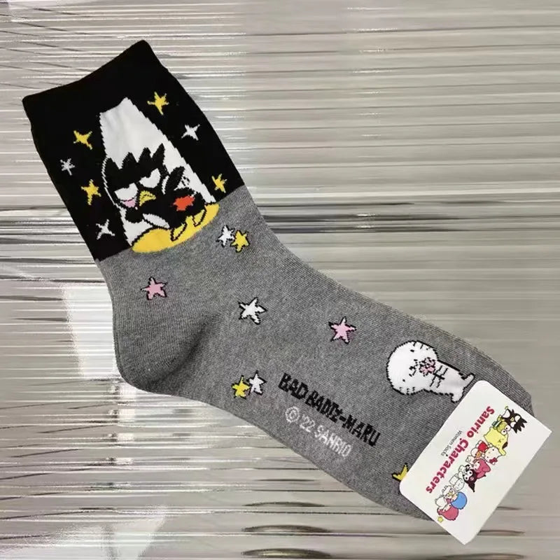 Women Hello Kitty Kuromi MyMelody Cute Cotton Blend Ankle Socks Set Kawaii Soft Autumn Winter Warm Mid-Tube Sock One Size