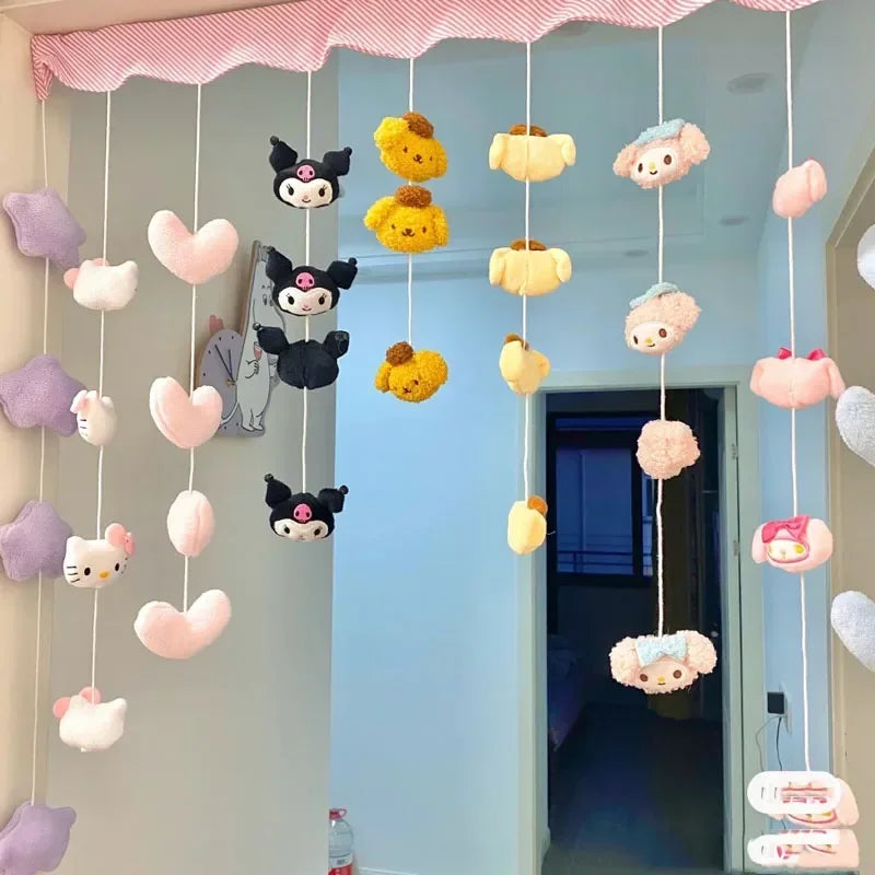 Hello Kitty KuromiMy melody Pompom Purin Door Curtain Cute Bathroom Bedroom Curtain Accessories Home Furnishings