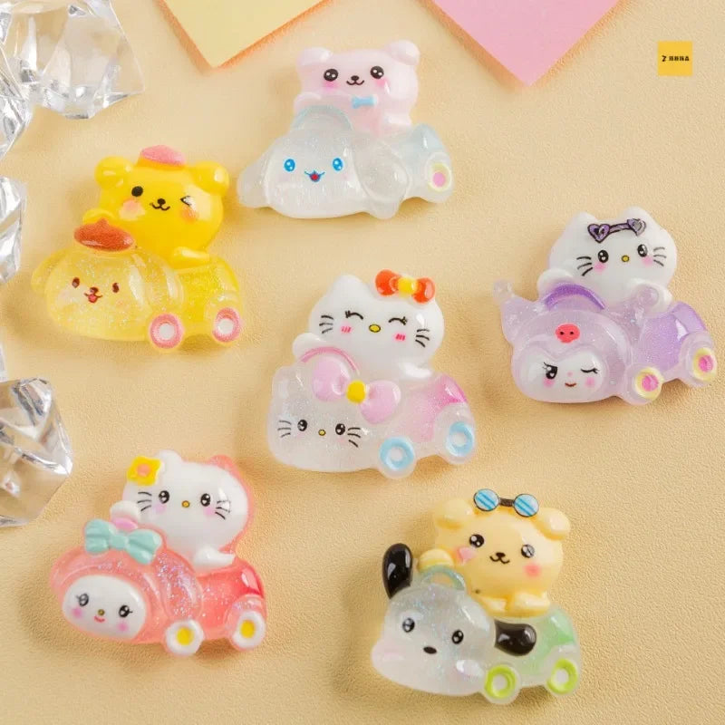 Cartoon anime Sanrio transparent glitter resin accessories handmade DIY hair clips phone cases shoe buckles jewelry materials