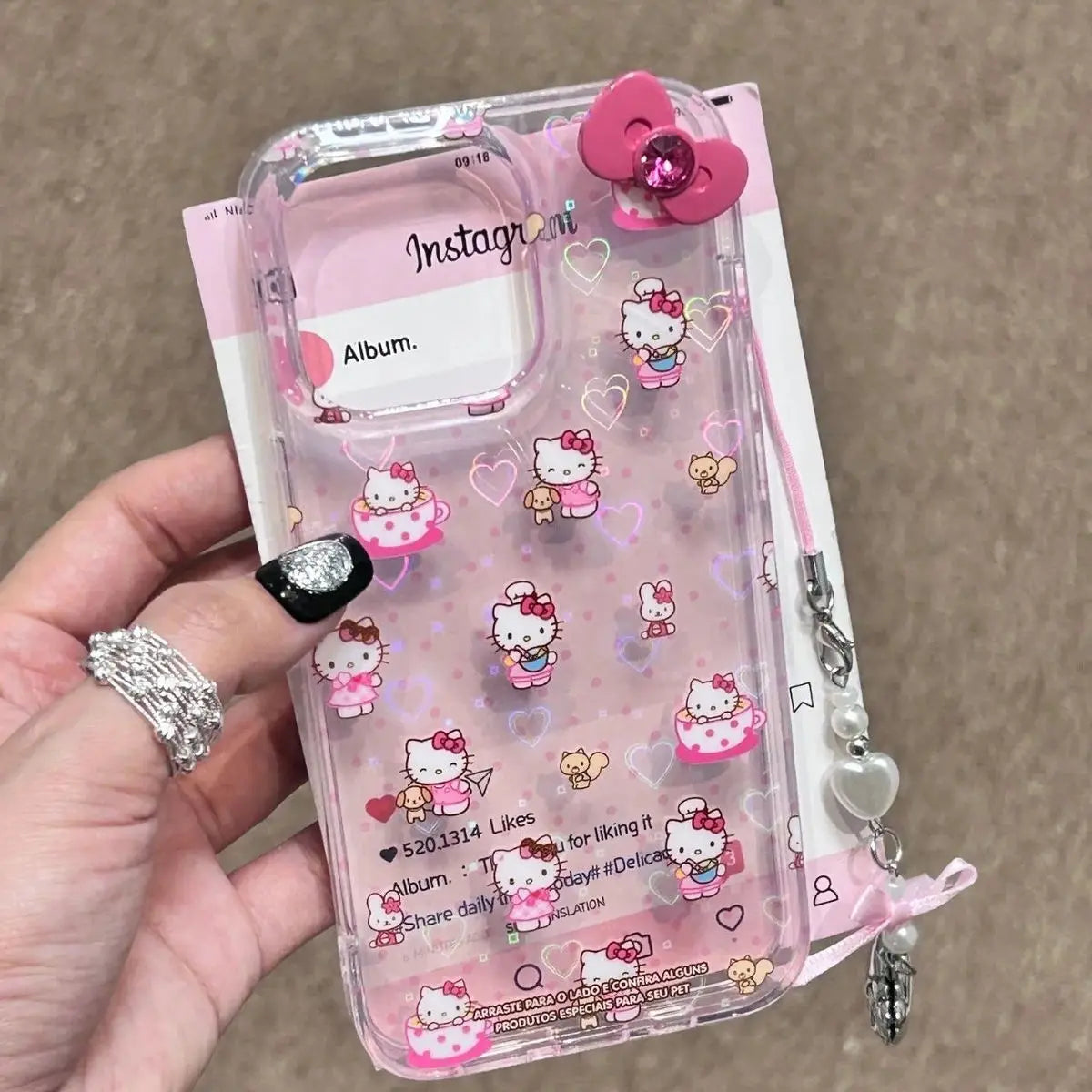 Hello Kitty Full Screen KT Phone Case For iPhone 15 14 13 12 11 ProMax XR XS MAX 7 8 Plus Y2K Girl Cute Anti Fall Back Cover