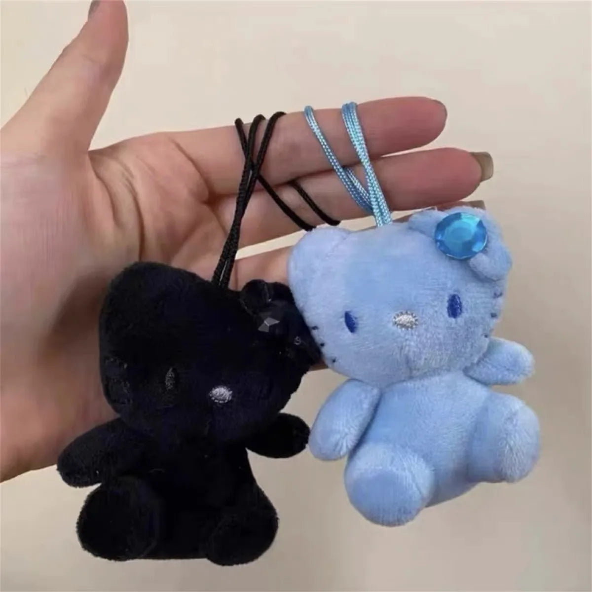 10pcs Hello Kitty Plush Toy Pendant Sanrio Kt Cat Kawaii Cartoon Doll Keychain Mobile Accessories Pack Jewelry Gifts Wholesale