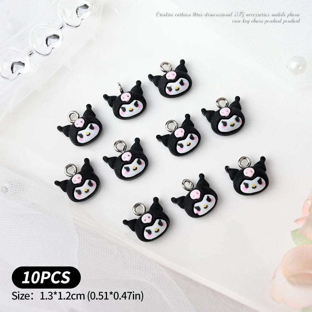 10/35/50Pcs Kawaii Nail Charms Funny Cute Hellokitty/Kuromi/Melody Charms Pendant for DIY Earring Keychain Jewelry Making