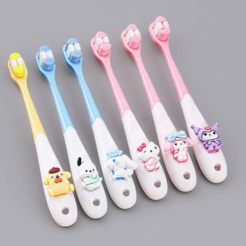 Children Toothbrush Anime My Melody Kuromi Household Soft Tooth Brush Kawaii Teeth Cleaning Oral Tool Cartoon Kids Gifts