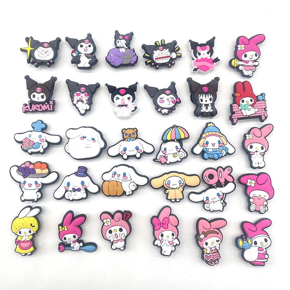 Sanrio Series Suit Shoe Charms Hellokitty Kuromi My Melody Set Shoe Charms for Clogs Shoe Accessories Charms for Friends Gifts