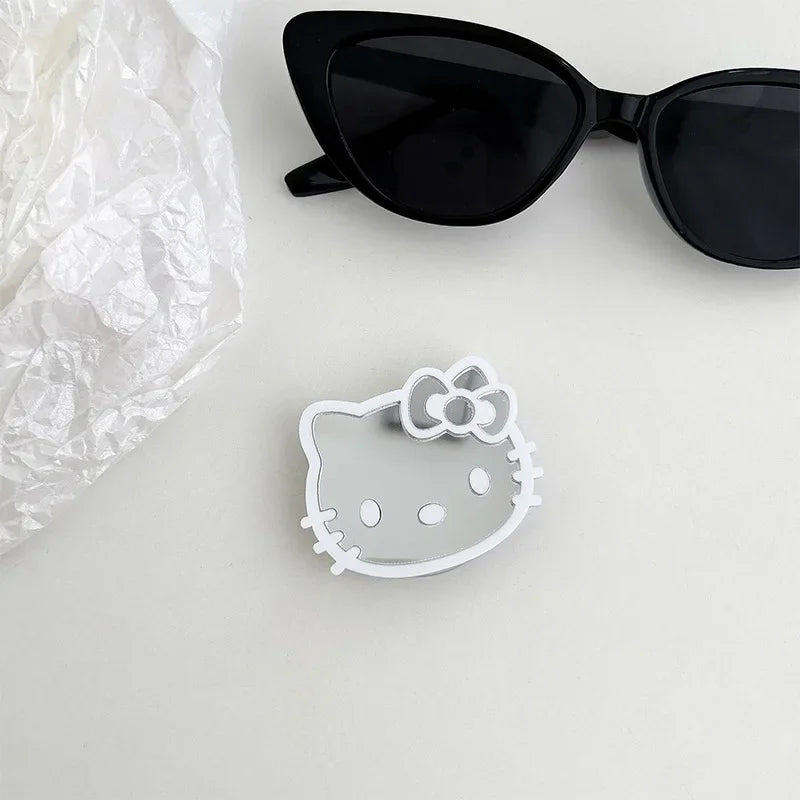 Hello Kitty Mobile Phone Holder Cute Anime Cartoon Scalable Portable IPhone Back Decoration Mirror Fashion Holiday Gifts