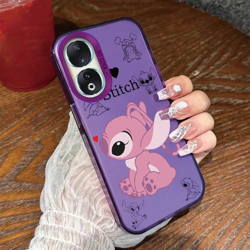 For Honor 90 Phone Case Lilo Stitch Big Eye Cute Cartoon Lovely Cover Matte Laser Coque For Honor 90 Fundas Honor90 Bumper